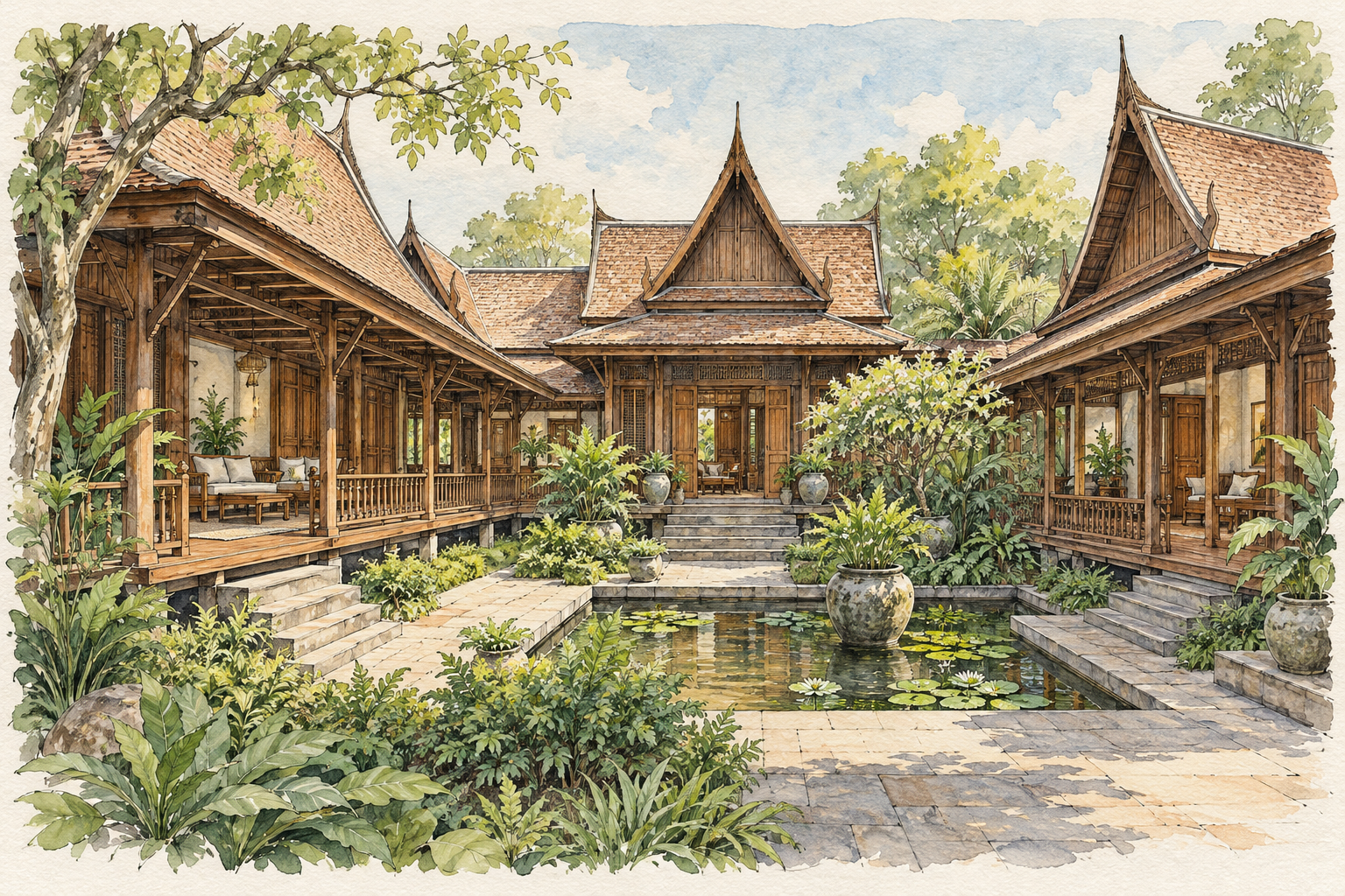 ลานบ้านไม้สัก / A Teak Courtyard